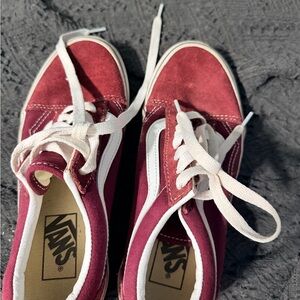 Vans Burgundy and White Classic Sneakers